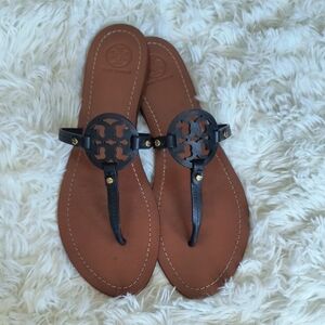 Tory Burch Black and Tan Sandals